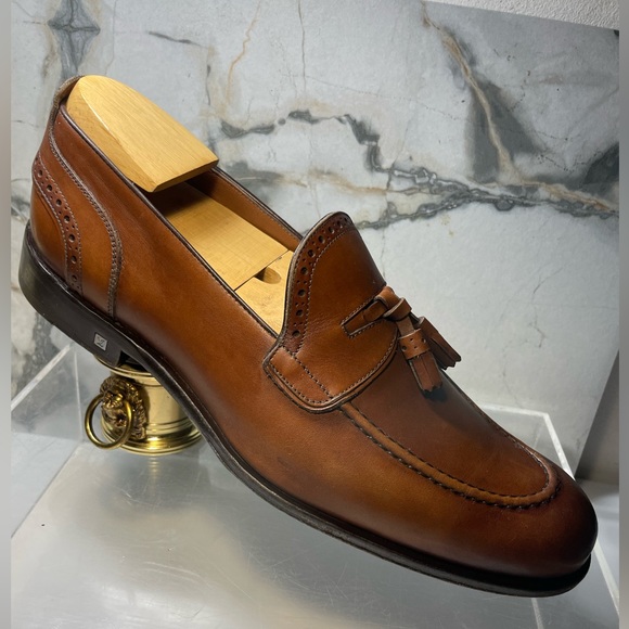 Louis Vuitton dress shoes loafers men brown leather tassel sz 8M made in italy - Picture 13 of 16